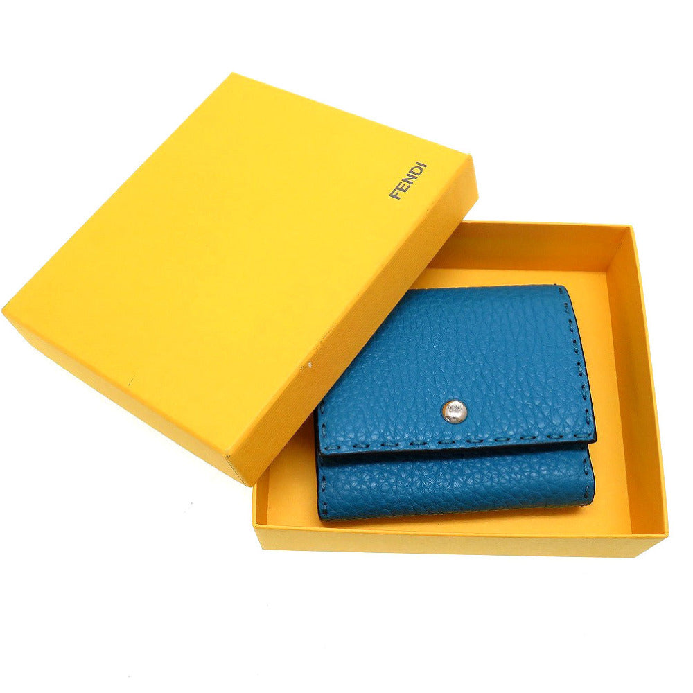新品同様 フェンディ セレリア 8M0339 コンパクトウォレット レザー 水色 2つ折り財布 財布 0042【中古】FENDI