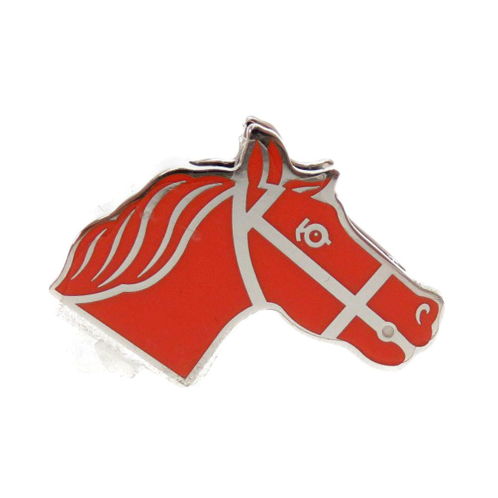 未使用 エルメス カドリージュ ツイリーリング メタル オレンジ シルバー 馬 ホース スカーフリング 0048【中古】HERMES