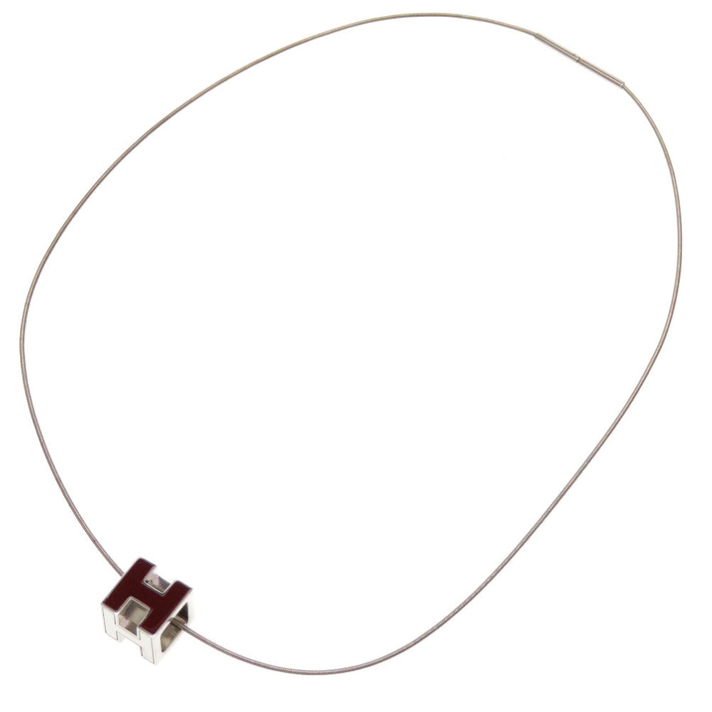 エルメス カージュド アッシュ Hキューブ メタル ボルドー シルバー ネックレス 0049【中古】HERMES