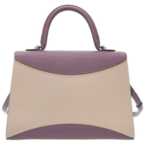 美品 モワナ ガブリエル 2WAY ショルダー ハンドバッグ レザー パープル/グレー シルバー金具 ショルダーストラップ付 0057【中古】MOYNAT レディース