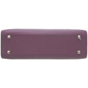 美品 モワナ ガブリエル 2WAY ショルダー ハンドバッグ レザー パープル/グレー シルバー金具 ショルダーストラップ付 0057【中古】MOYNAT レディース