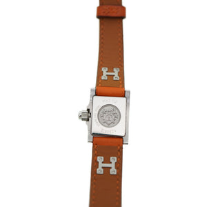 美品 エルメス メドール ME2.110 クオーツ 腕時計 SS/レザー シルバー/オレンジ 0058【中古】HERMES レディース