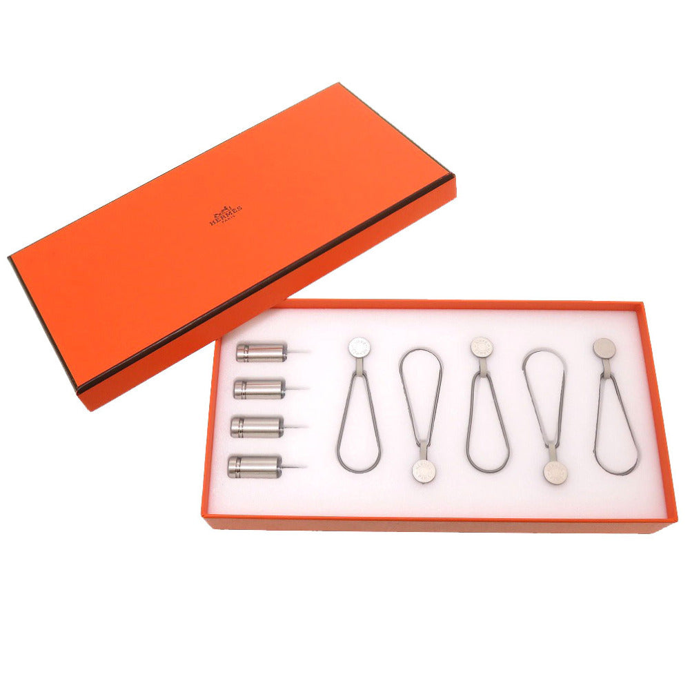 未使用 エルメス ハンキングセット セリエ スカーフホルダー FIXATION CARRE BOITIER シルバー マグネット式 真鍮 0059 【中古】 HERMES