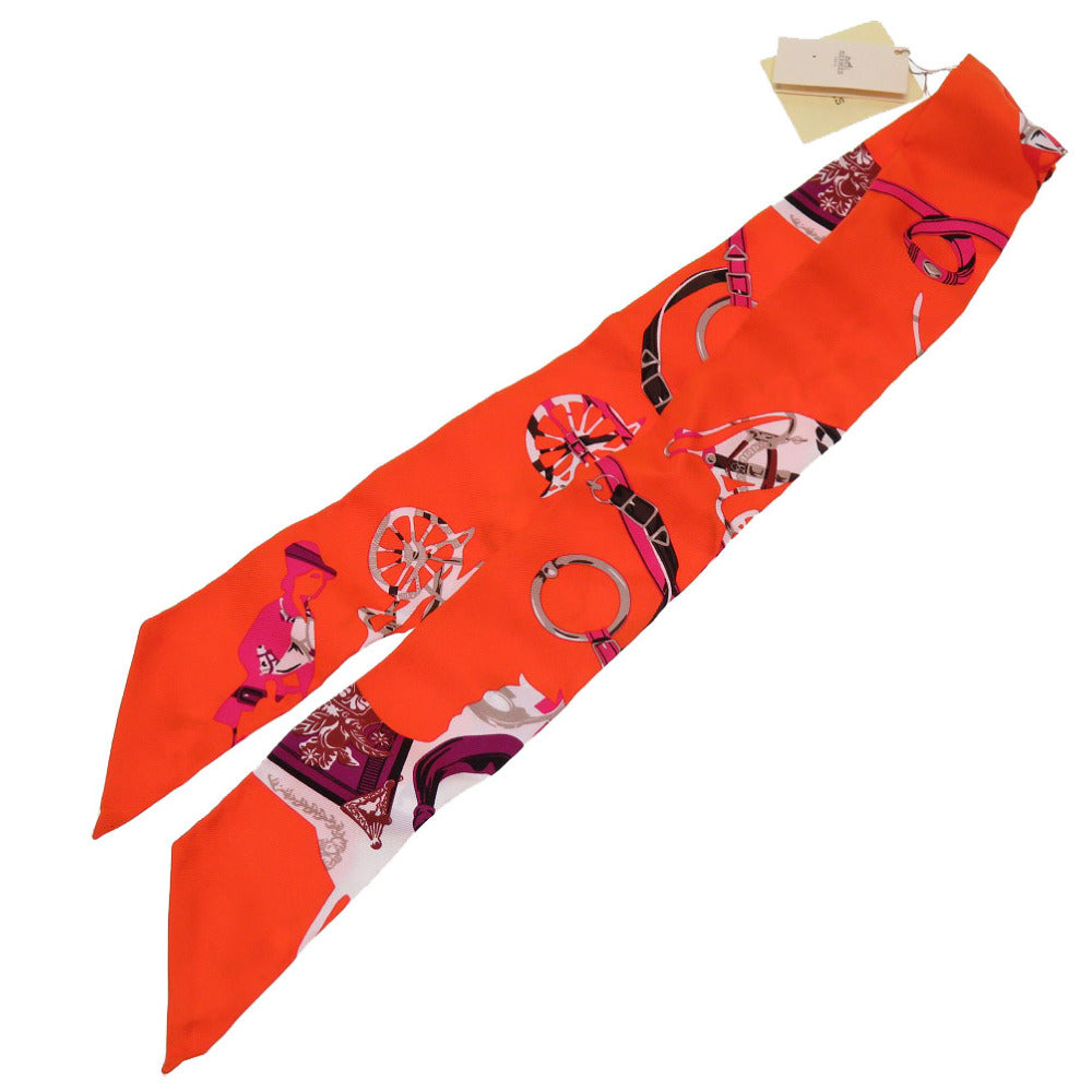 新品同様 エルメス ツイリー 馬車 シルク オレンジ スカーフ 0063 【中古】 HERMES