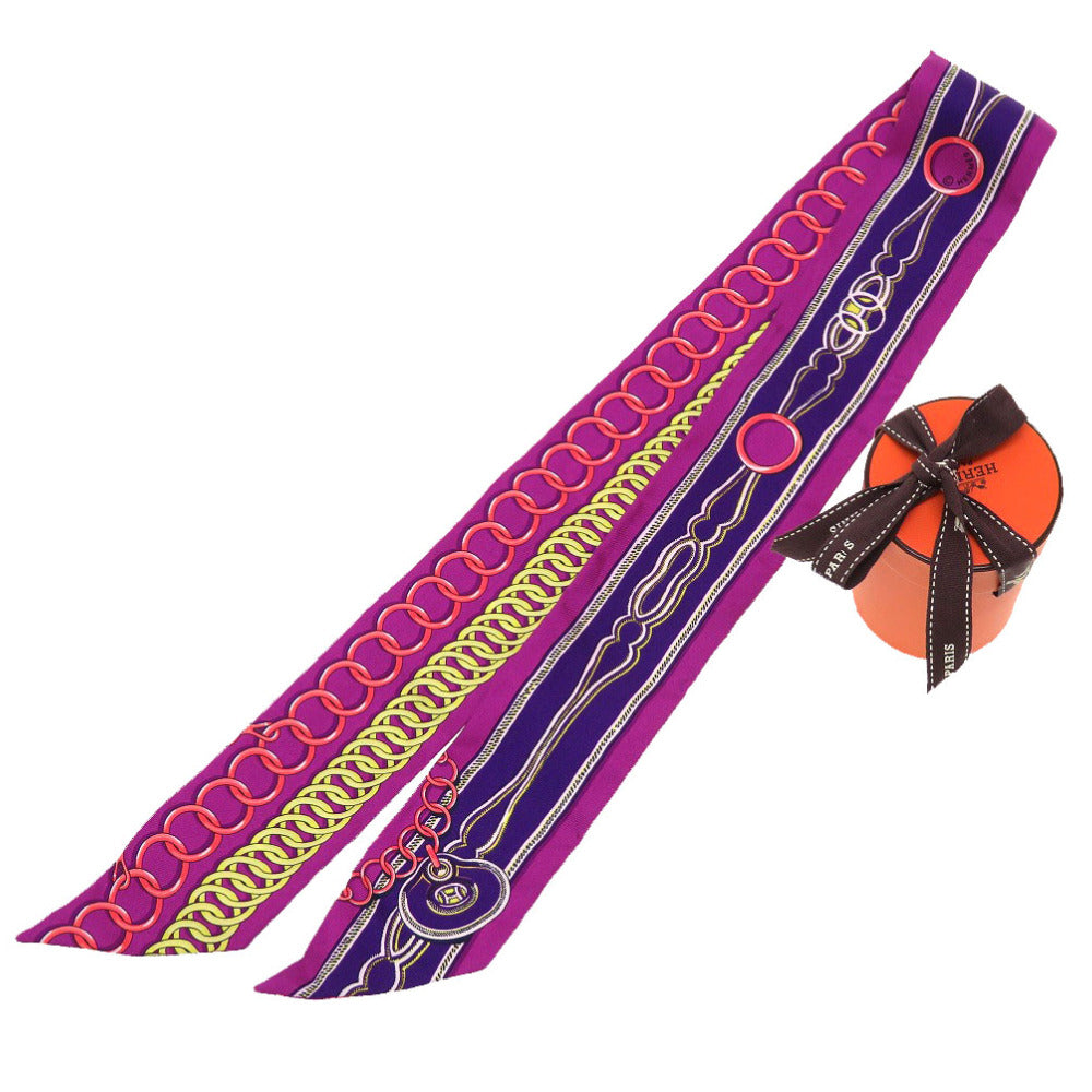 エルメス ツイリー Maillons マイヨン シルク パープル スカーフ 紫 0066 【中古】 HERMES