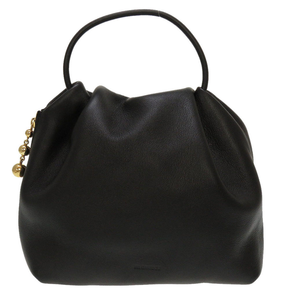 新品 ジルサンダー クラッシュSM レザー ブラック 黒 ハンドバッグ 0067【中古】JILSANDER