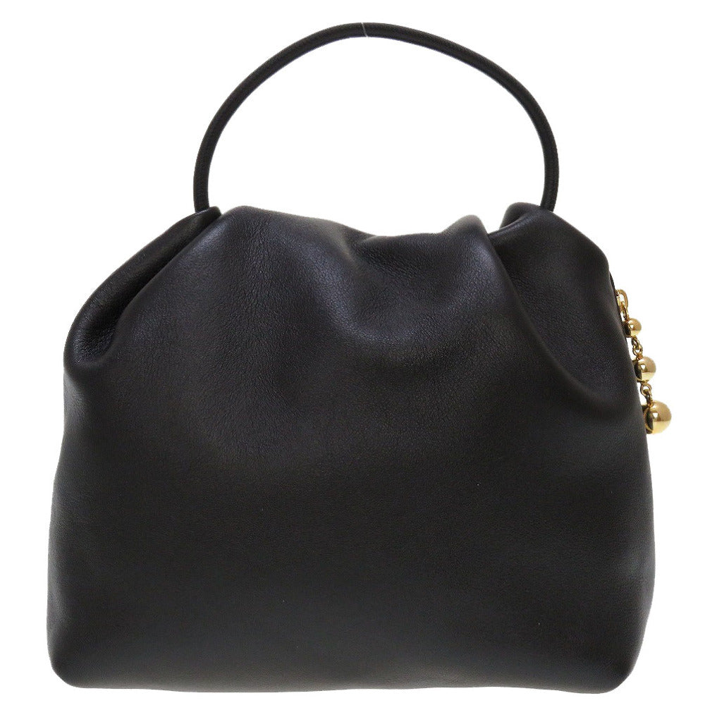 新品 ジルサンダー クラッシュSM レザー ブラック 黒 ハンドバッグ 0067【中古】JILSANDER