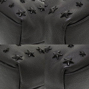 新品同様 ジミーチュウ スタースタッズ レザー ブラック 黒 2way ハンドバッグ 0069【中古】JIMMY CHOO
