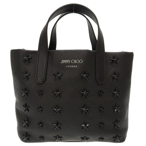 新品同様 ジミーチュウ スタースタッズ レザー ブラック 黒 2way ハンドバッグ 0069【中古】JIMMY CHOO