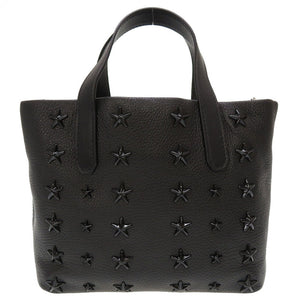 新品同様 ジミーチュウ スタースタッズ レザー ブラック 黒 2way ハンドバッグ 0069【中古】JIMMY CHOO