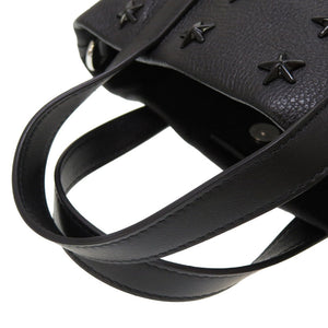 新品同様 ジミーチュウ スタースタッズ レザー ブラック 黒 2way ハンドバッグ 0069【中古】JIMMY CHOO
