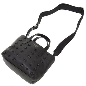 新品同様 ジミーチュウ スタースタッズ レザー ブラック 黒 2way ハンドバッグ 0069【中古】JIMMY CHOO