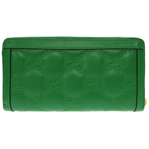 未使用 グッチ 723784 GGキルティングレザー グリーン 緑 ラウンドファスナー長財布 財布 0077【中古】GUCCI