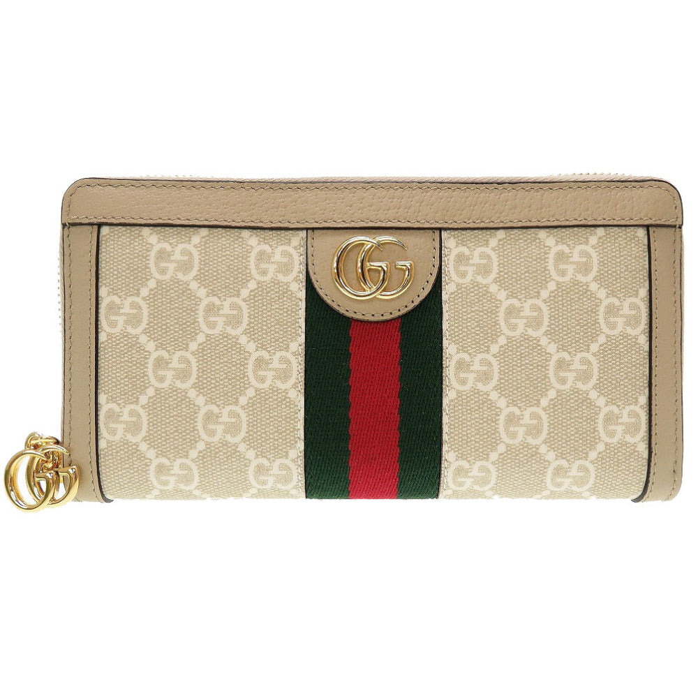 未使用 グッチ オフィディア GGマーモント 523154 コーティングキャンバス アイボリー 白 ラウンドファスナー長財布 財布 0078【中古】GUCCI