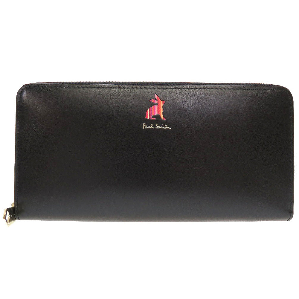 新品同様 ポールスミス レザー ブラック 黒 ラウンドファスナー長財布 財布 0079【中古】Poul Smith