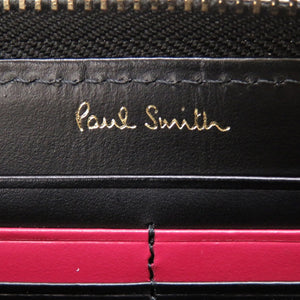 新品同様 ポールスミス レザー ブラック 黒 ラウンドファスナー長財布 財布 0079【中古】Poul Smith