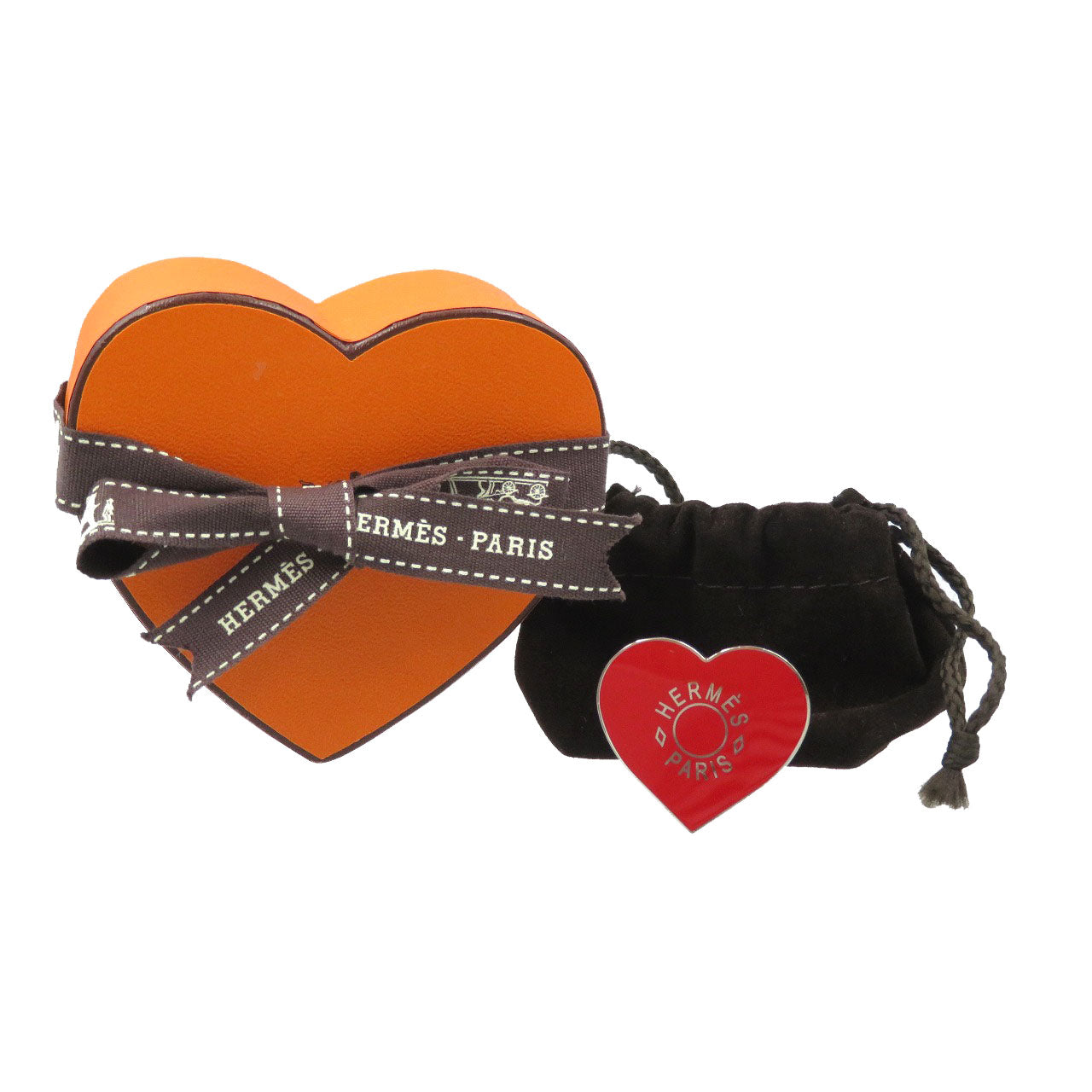 新品同様 エルメス クーラック バレンタインコレクション2020 メタル シルバー レッド スカーフリング 0082【中古】HERMES