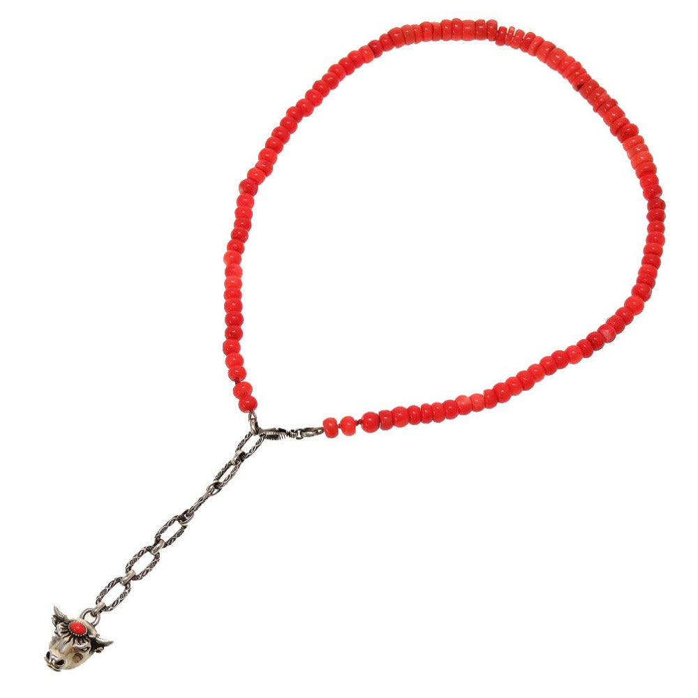 新品同様 グッチ アンガーフォレスト 牛 シルバー925 レッド シルバー 赤 ネックレス 0088【中古】GUCCI
