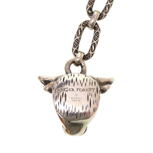 新品同様 グッチ アンガーフォレスト 牛 シルバー925 レッド シルバー 赤 ネックレス 0088【中古】GUCCI
