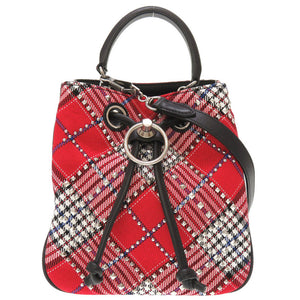 新品同様 マルベリー ハムステッド スタッズ キャンバス レザー レッド ブラック 赤 黒 2way ショルダーバッグ 0097【中古】Mulberry