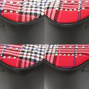 新品同様 マルベリー ハムステッド スタッズ キャンバス レザー レッド ブラック 赤 黒 2way ショルダーバッグ 0097【中古】Mulberry