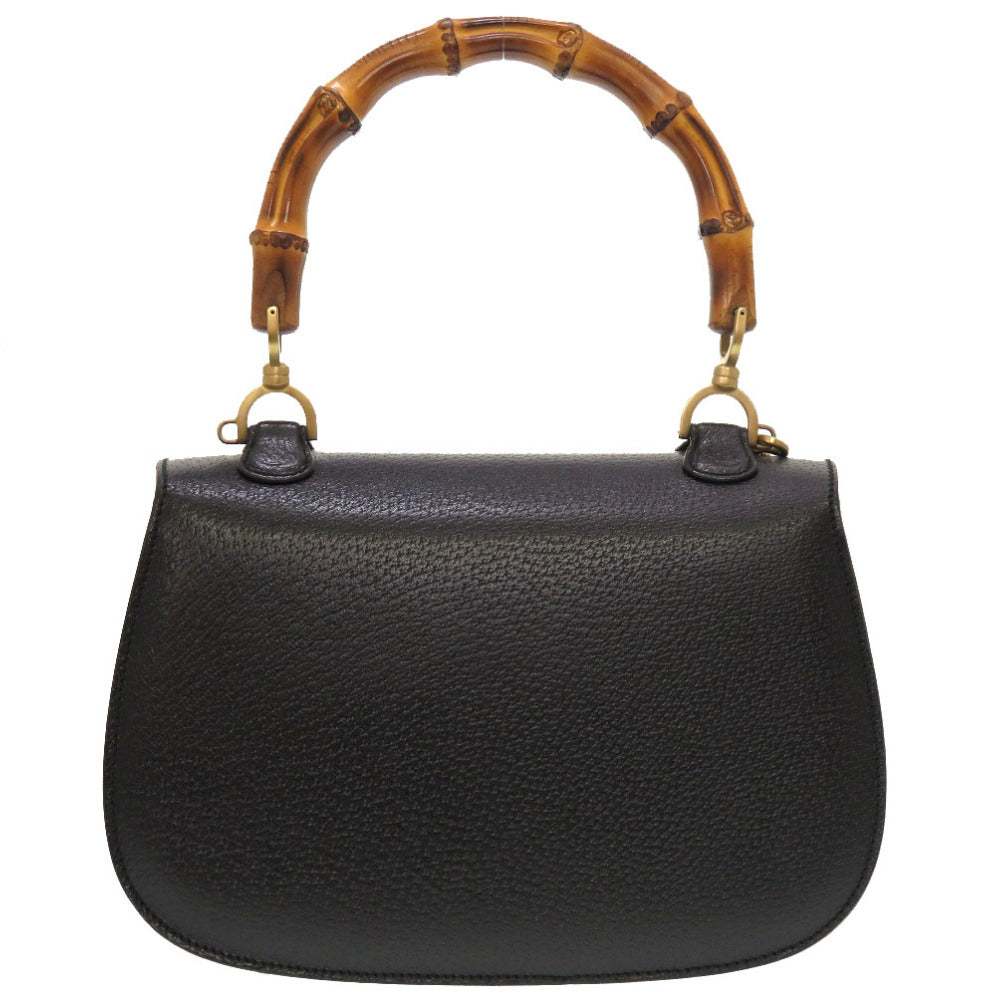 グッチ バンブー レザー ブラック 000 0633 2WAY ハンドバッグ バッグ 黒 0101 【中古】 GUCCI