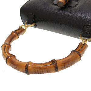 グッチ バンブー レザー ブラック 000 0633 2WAY ハンドバッグ バッグ 黒 0101 【中古】 GUCCI