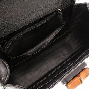 グッチ バンブー レザー ブラック 000 0633 2WAY ハンドバッグ バッグ 黒 0101 【中古】 GUCCI