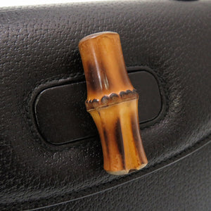 グッチ バンブー レザー ブラック 000 0633 2WAY ハンドバッグ バッグ 黒 0101 【中古】 GUCCI