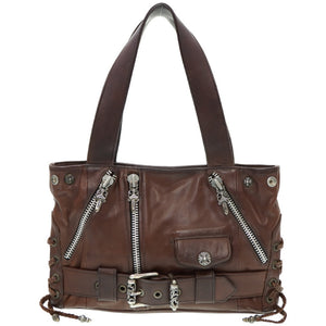 クロムハーツ JJディーン スモール トートバッグ レザー/シルバー925 ダガージップ ブラウン 0108【中古】CHROME HEARTS