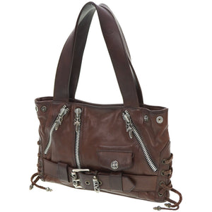 クロムハーツ JJディーン スモール トートバッグ レザー/シルバー925 ダガージップ ブラウン 0108【中古】CHROME HEARTS