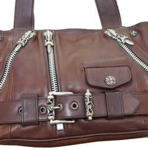 クロムハーツ JJディーン スモール トートバッグ レザー/シルバー925 ダガージップ ブラウン 0108【中古】CHROME HEARTS