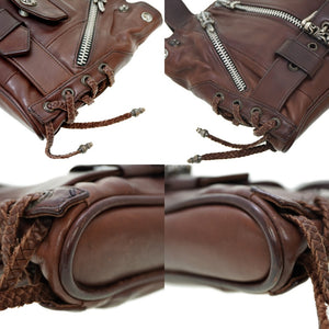 クロムハーツ JJディーン スモール トートバッグ レザー/シルバー925 ダガージップ ブラウン 0108【中古】CHROME HEARTS