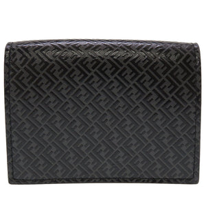 新品同様 フェンディ コンパクトウォレット 7M0280 FFロゴ レザー ブラック グレー 黒 3つ折り財布 財布 0123【中古】FENDI