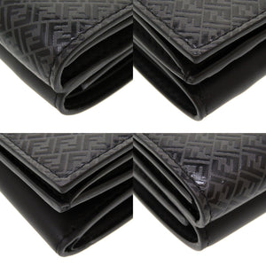 新品同様 フェンディ コンパクトウォレット 7M0280 FFロゴ レザー ブラック グレー 黒 3つ折り財布 財布 0123【中古】FENDI