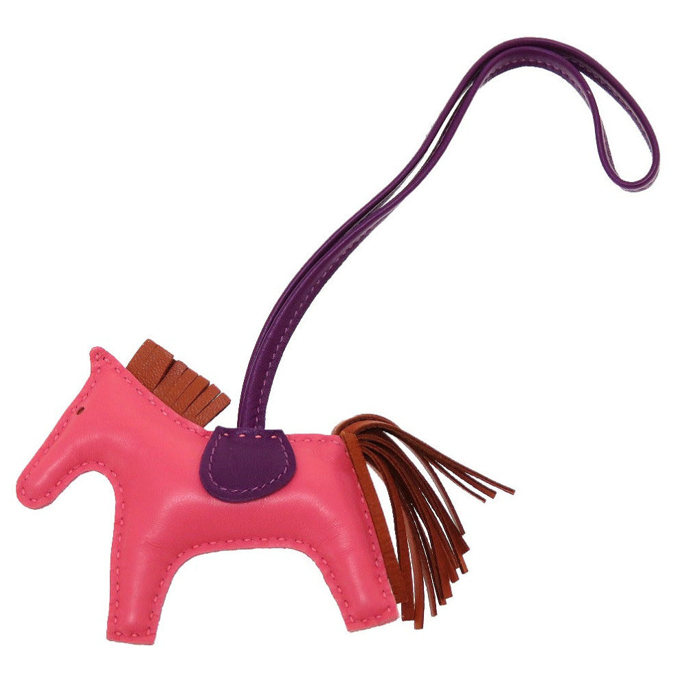 新品同様 エルメス ロデオチャームPM アニューミロ D刻印(2019年製) ローズアザレ パンドエピス ヴァイオレット バッグチャーム キーホルダー 0126【中古】HERMES