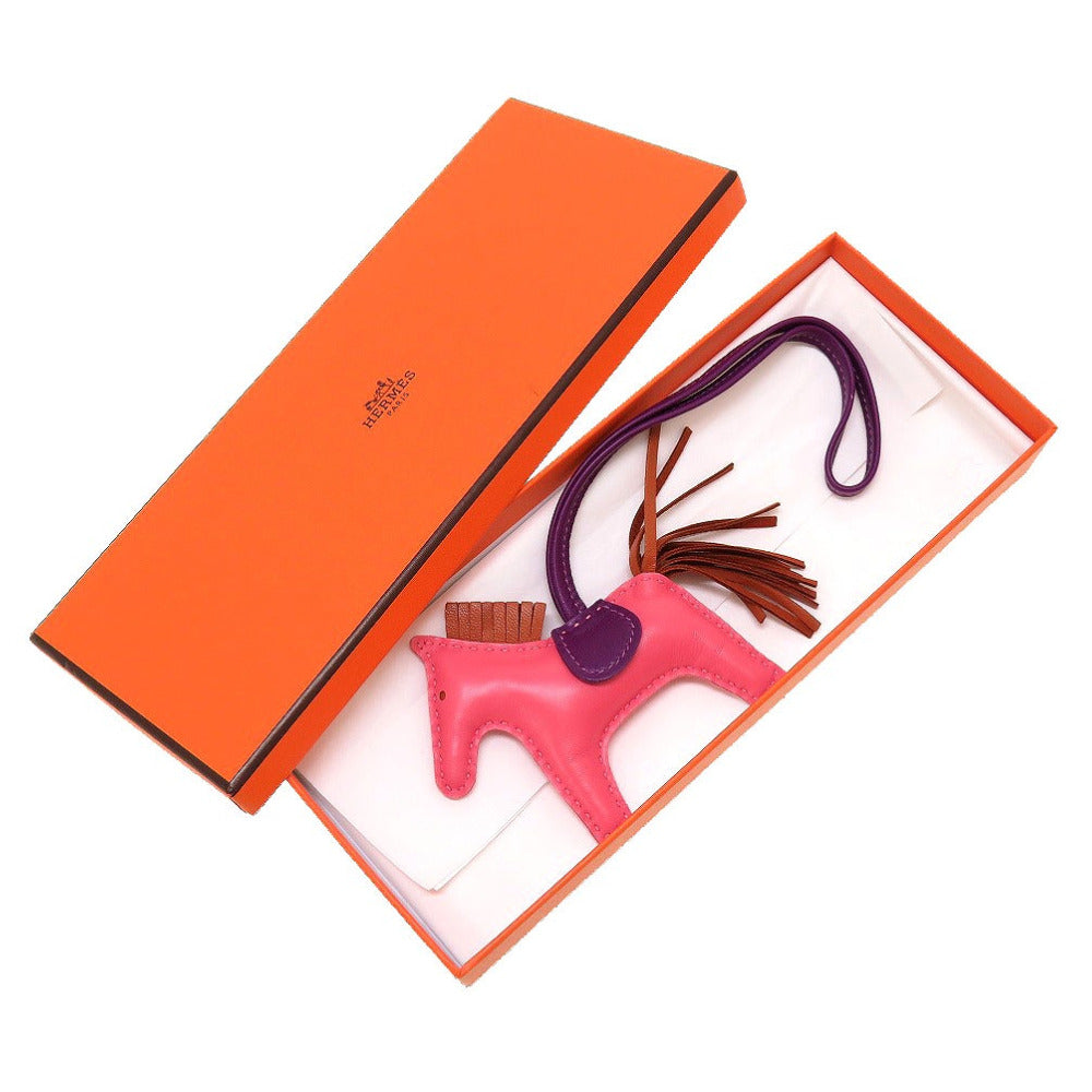 新品同様 エルメス ロデオチャームPM アニューミロ D刻印(2019年製) ローズアザレ パンドエピス ヴァイオレット バッグチャーム キーホルダー 0126【中古】HERMES