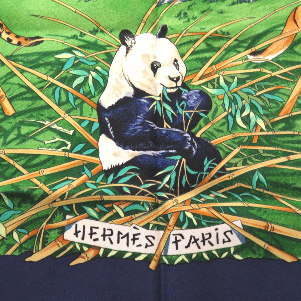 エルメス カレ90 SICHLIAN シチリアの動物 シルク ネイビー スカーフ 紺 0133 【中古】 HERMES