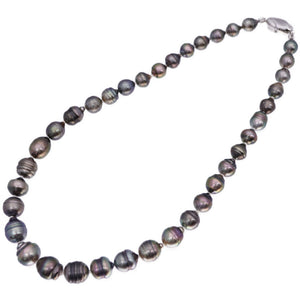 美品 タヒチ バロック パール ネックレス ブラックパール 黒蝶真珠 /シルバー925 アクセサリー 0001【中古】レディース