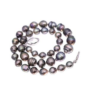 美品 タヒチ バロック パール ネックレス ブラックパール 黒蝶真珠 /シルバー925 アクセサリー 0001【中古】レディース