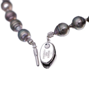 美品 タヒチ バロック パール ネックレス ブラックパール 黒蝶真珠 /シルバー925 アクセサリー 0001【中古】レディース