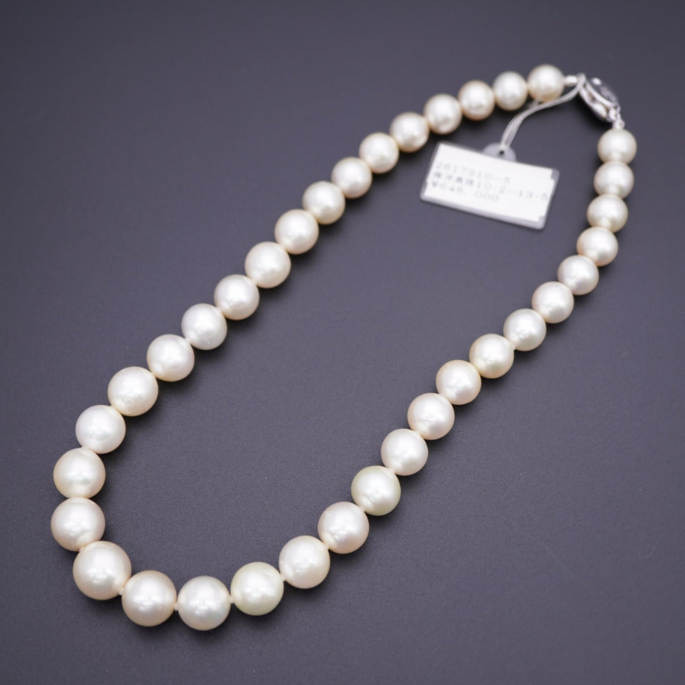 美品 南洋真珠 10-13.5mm ネックレス 白蝶真珠 パールホワイト アクセサリー 0002【中古】レディース