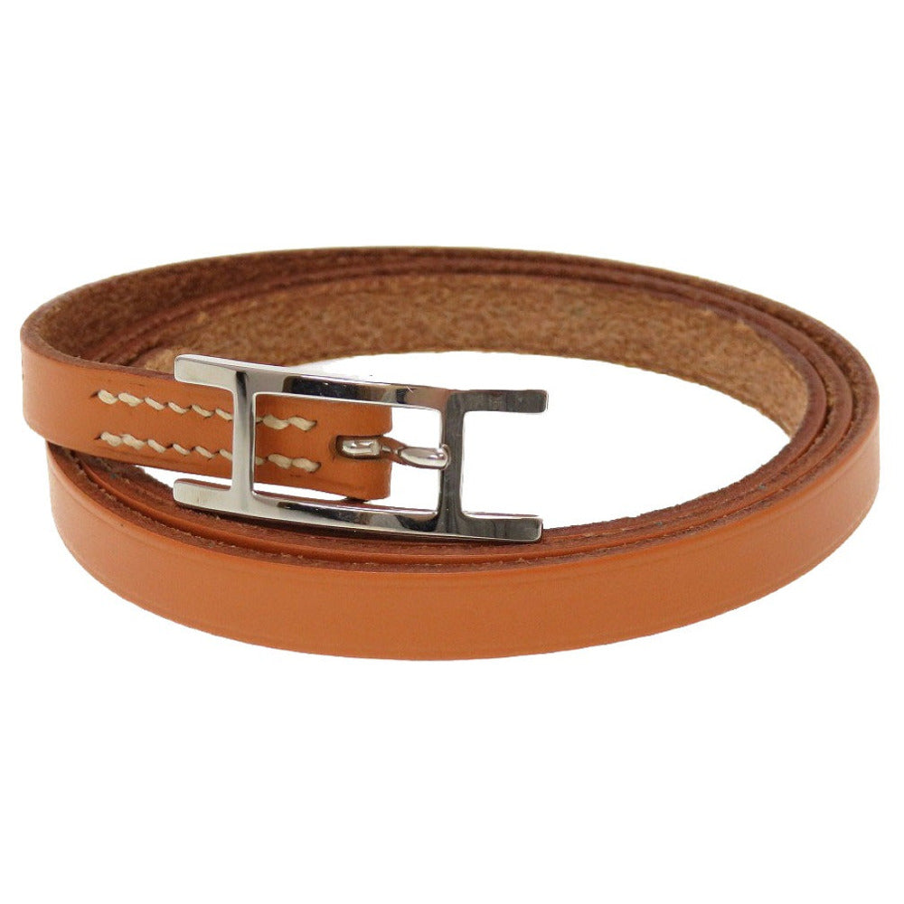 美品 エルメス アピ3 3連 レザー ブラウン 茶 ブレスレット 0009【中古】HERMES