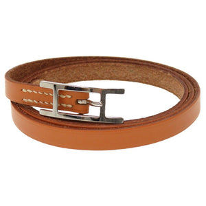 美品 エルメス アピ3 3連 レザー ブラウン 茶 ブレスレット 0009【中古】HERMES