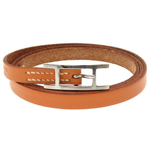 美品 エルメス アピ3 3連 レザー ブラウン 茶 ブレスレット 0009【中古】HERMES