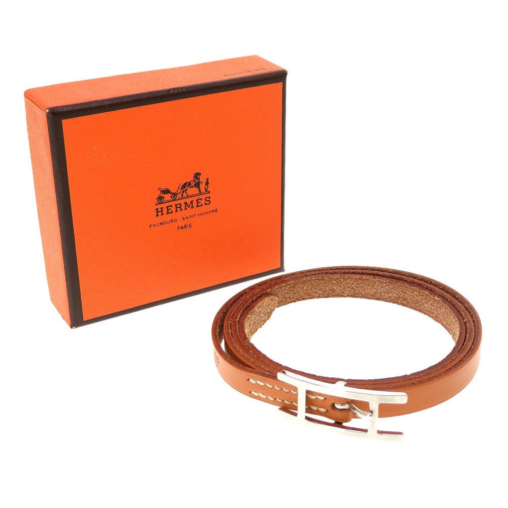 美品 エルメス アピ3 3連 レザー ブラウン 茶 ブレスレット 0009【中古】HERMES