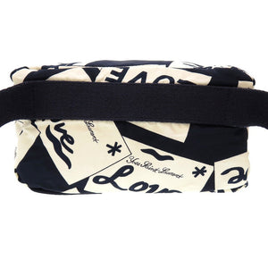 美品 イヴサンローラン LOVE ラブ YSL金具 ナイロン アイボリー ネイビー 紺 ボディバッグ ウエストバッグ 0011【中古】YVES SAINT LAURENT