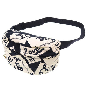 美品 イヴサンローラン LOVE ラブ YSL金具 ナイロン アイボリー ネイビー 紺 ボディバッグ ウエストバッグ 0011【中古】YVES SAINT LAURENT