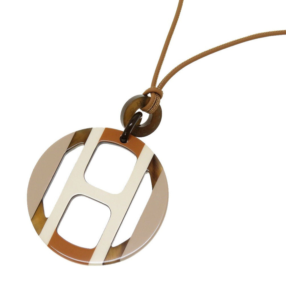 新品同様 エルメス Hエキップ バッファローホーン マルチカラー グレー ブラウン 茶 ネックレス 0018【中古】HERMES