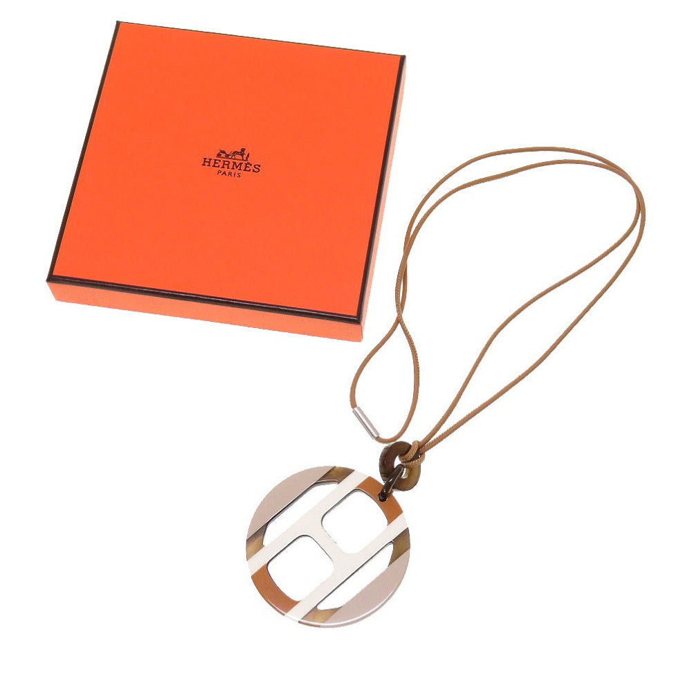 新品同様 エルメス Hエキップ バッファローホーン マルチカラー グレー ブラウン 茶 ネックレス 0018【中古】HERMES